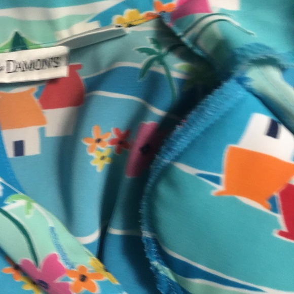 Draper’s & Damon’s Vintage Blue Tropical Floral Sailboat Button Down Shirt - Picture 10 of 10